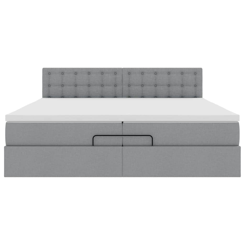 Ottoman bed met matras 200x200 cm stof lichtgrijs is nu te koop bij PeponiXL, paradijselijk wonen!