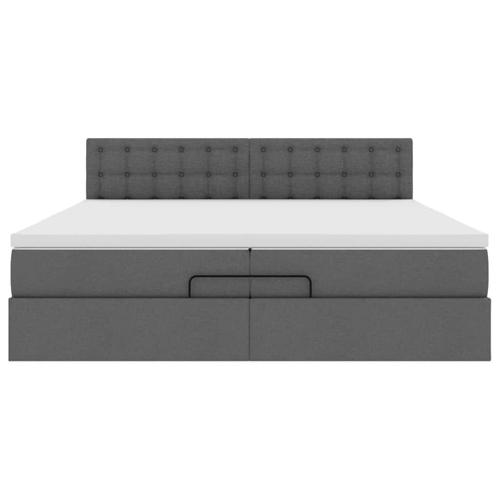 Ottoman bed met matras 200x200 cm stof donkergrijs is nu te koop bij PeponiXL, paradijselijk wonen!
