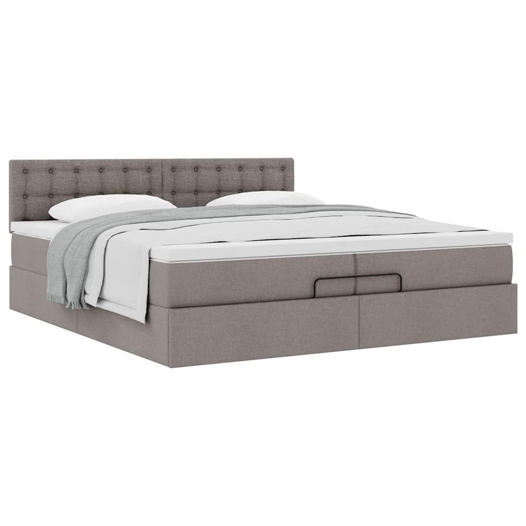 Ottoman bed met matras 200x200 cm stof taupe is nu te koop bij PeponiXL, paradijselijk wonen!