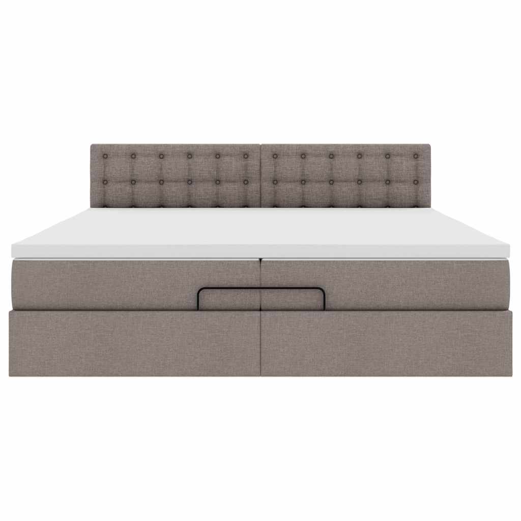 Ottoman bed met matras 200x200 cm stof taupe is nu te koop bij PeponiXL, paradijselijk wonen!