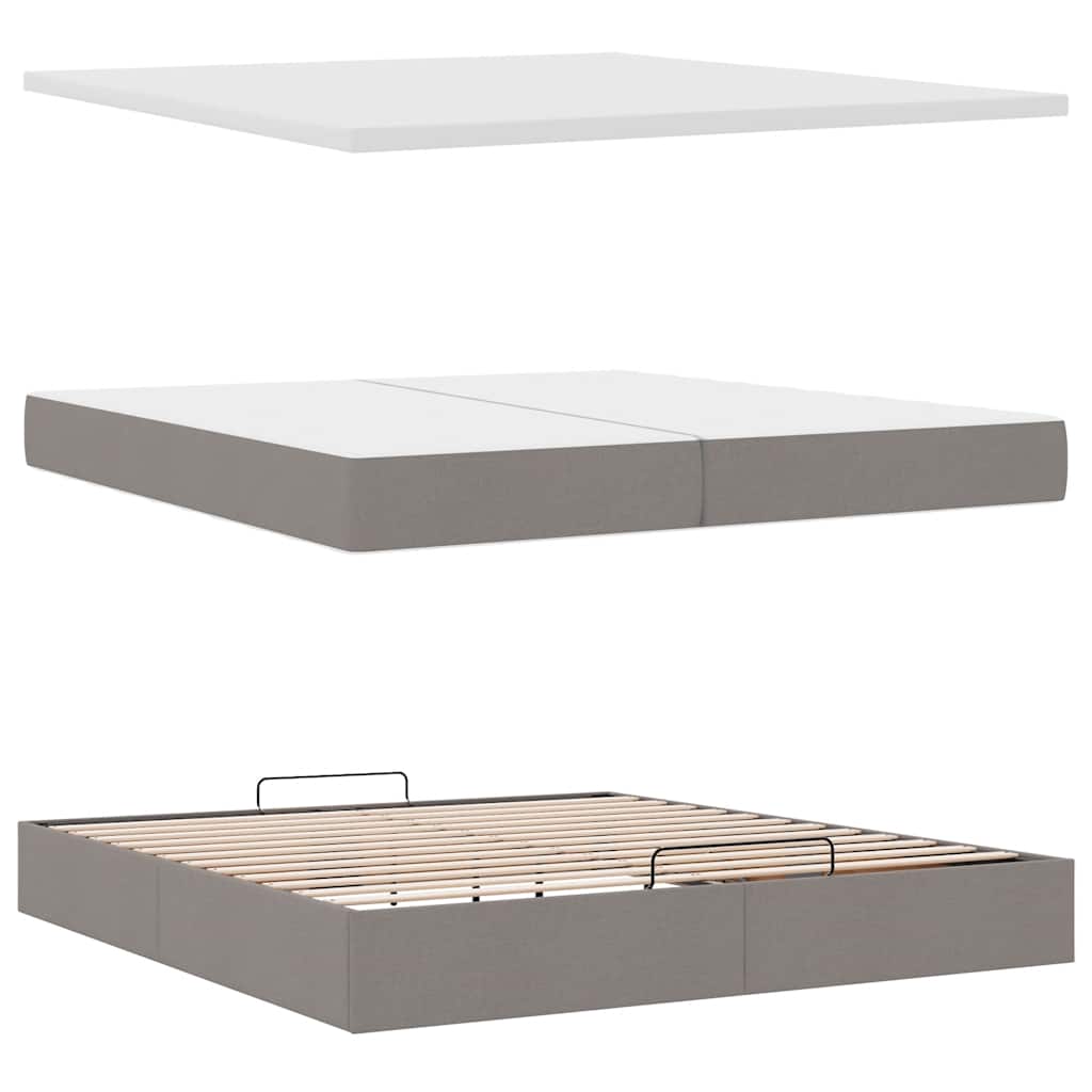 Ottoman bed met matras 200x200 cm stof taupe is nu te koop bij PeponiXL, paradijselijk wonen!