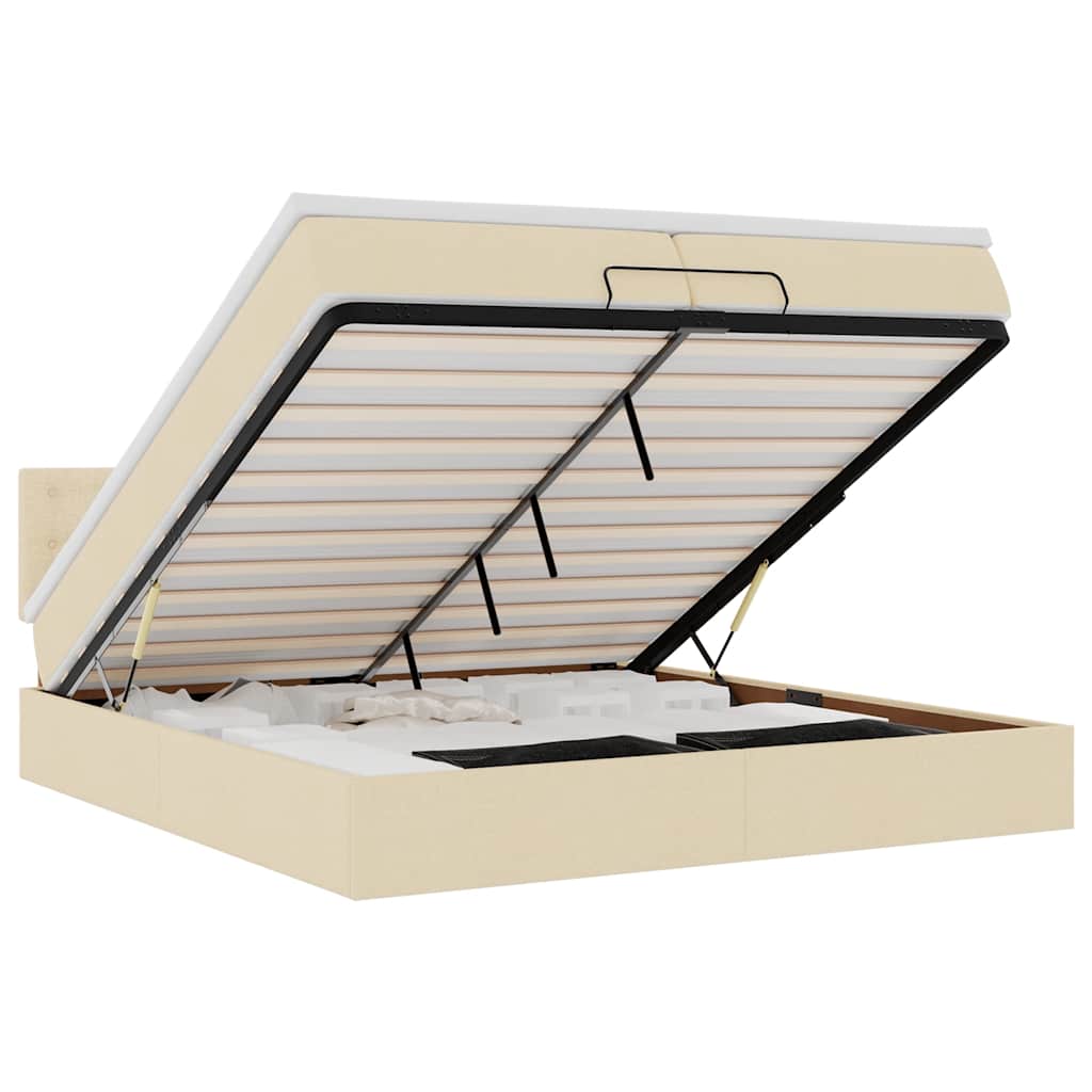 Ottoman bed met matras 200x200 cm stof crèmekleurig