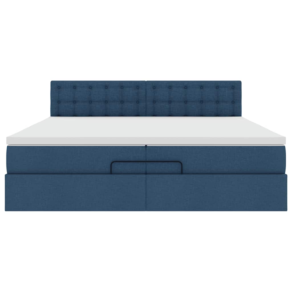Ottoman bed met matras 200x200 cm stof blauw is nu te koop bij PeponiXL, paradijselijk wonen!