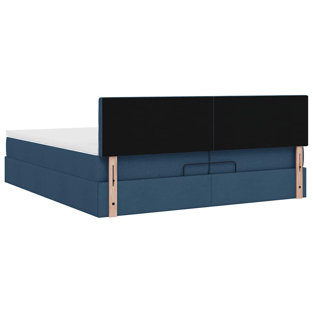 Ottoman bed met matras 200x200 cm stof blauw is nu te koop bij PeponiXL, paradijselijk wonen!