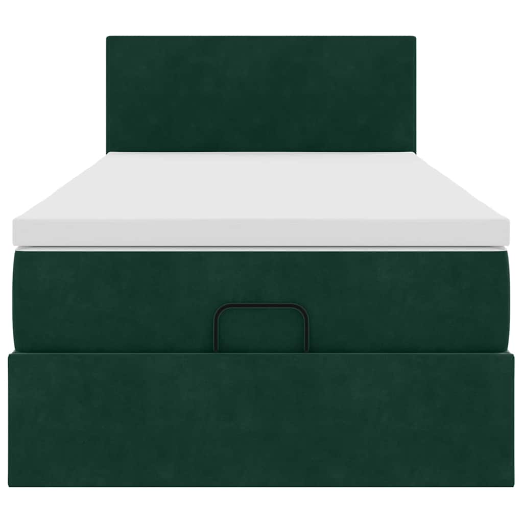 Ottoman bed met matras 80x200cm fluweel donkergroen is nu te koop bij PeponiXL, paradijselijk wonen!