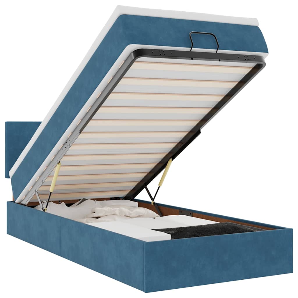 Ottoman bed met matras 80x200cm fluweel donkerblauw is nu te koop bij PeponiXL, paradijselijk wonen!