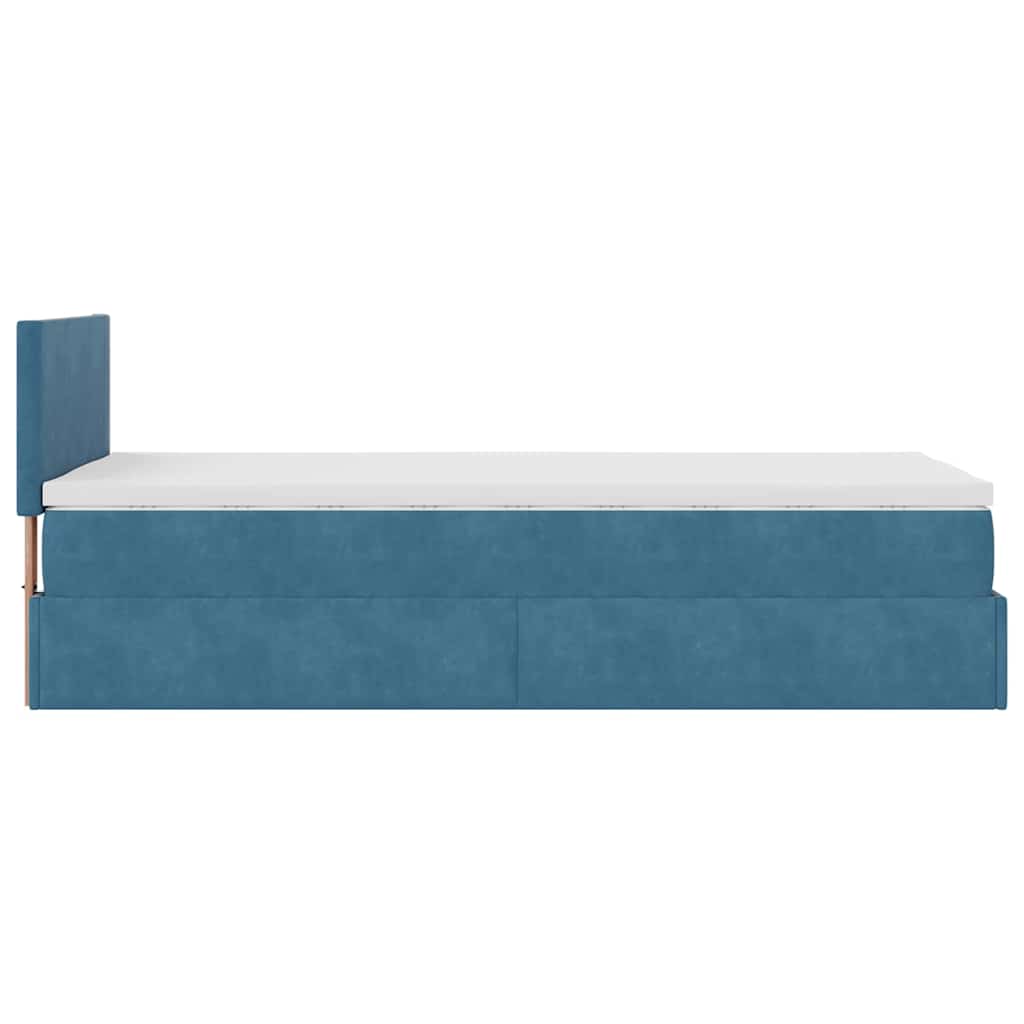 Ottoman bed met matras 80x200cm fluweel donkerblauw is nu te koop bij PeponiXL, paradijselijk wonen!