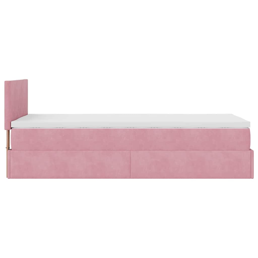 Ottoman bed met matras 80x200cm fluweel roze is nu te koop bij PeponiXL, paradijselijk wonen!
