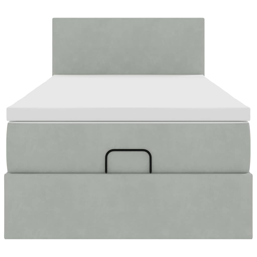 Ottoman bed met matras 90x190cm fluweel lichtgrijs is nu te koop bij PeponiXL, paradijselijk wonen!