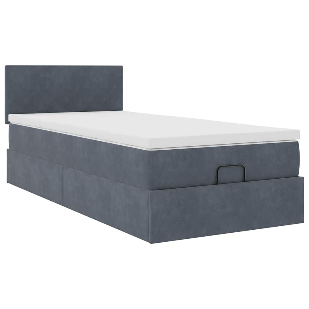 Ottoman bed met matras 90x190cm fluweel donkergrijs is nu te koop bij PeponiXL, paradijselijk wonen!