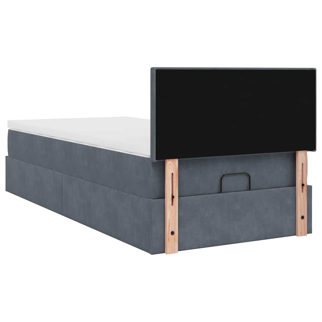Ottoman bed met matras 90x190cm fluweel donkergrijs is nu te koop bij PeponiXL, paradijselijk wonen!