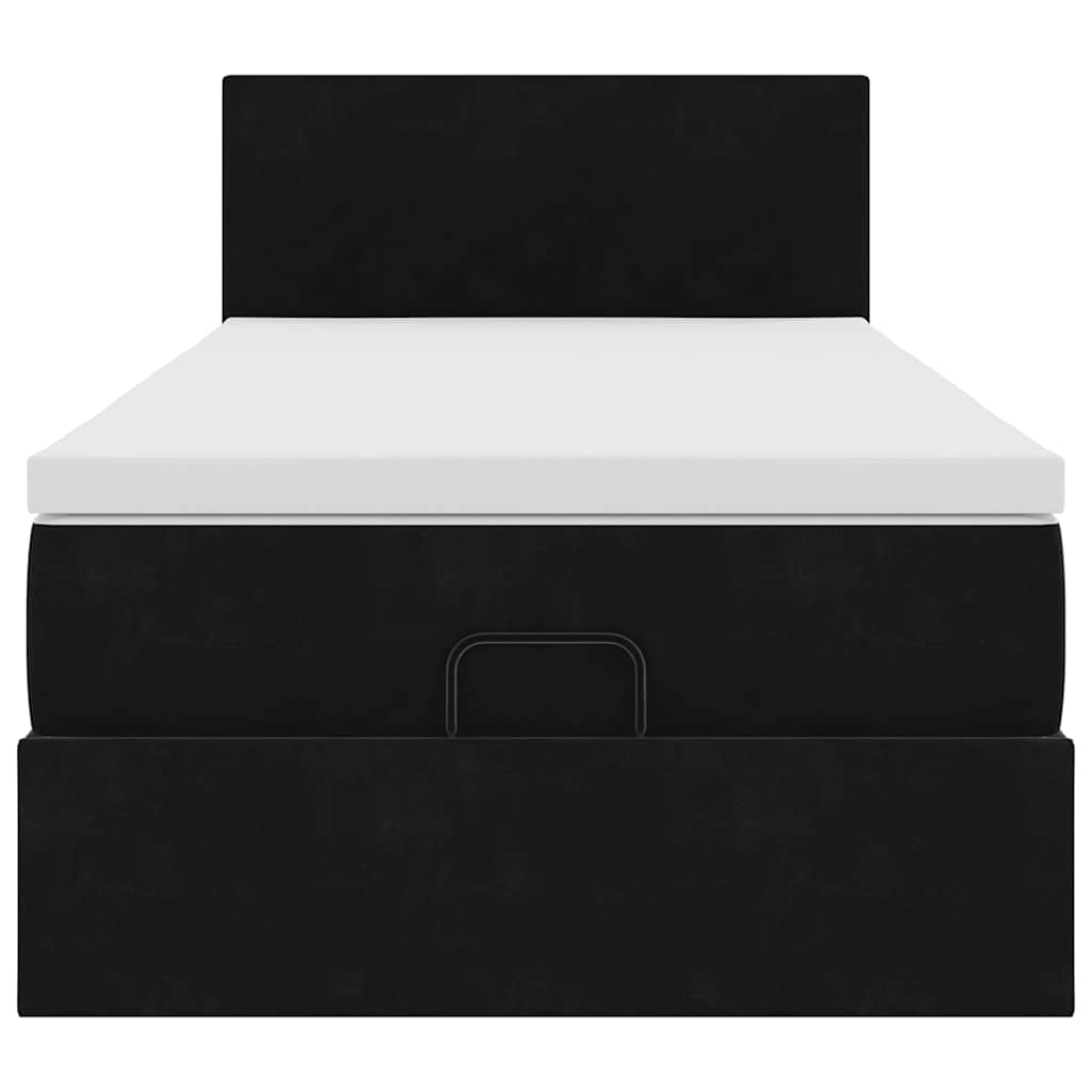 Ottoman bed met matras 90x190cm fluweel zwart is nu te koop bij PeponiXL, paradijselijk wonen!