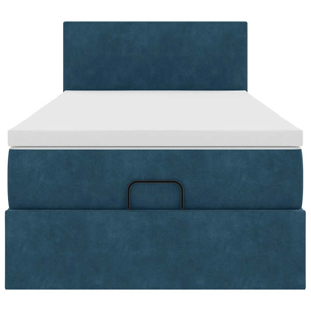 Ottoman bed met matras 90x190cm fluweel donkerblauw