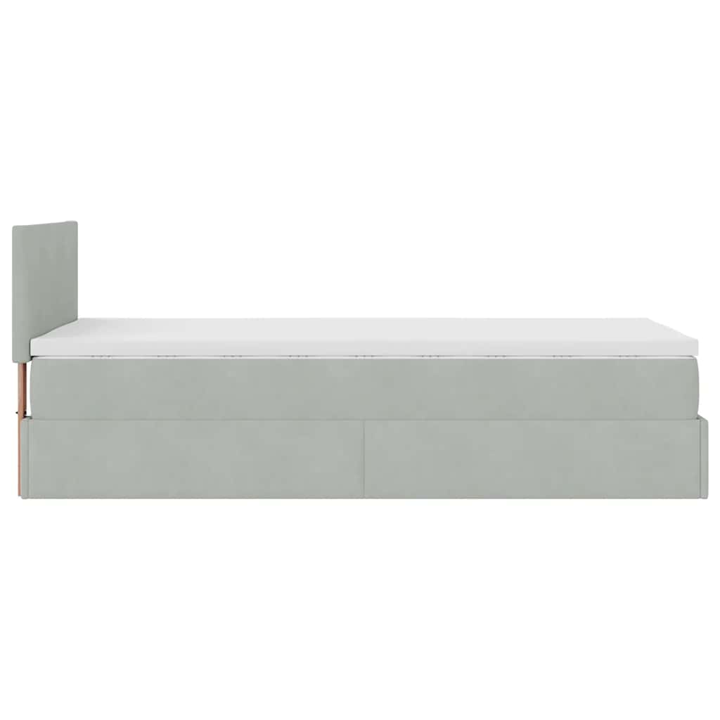 Ottoman bed met matras 90x200cm fluweel lichtgrijs is nu te koop bij PeponiXL, paradijselijk wonen!