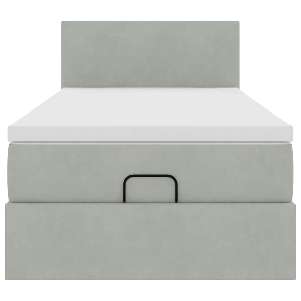 Ottoman bed met matras 100x200 cm fluweel lichtgrijs is nu te koop bij PeponiXL, paradijselijk wonen!