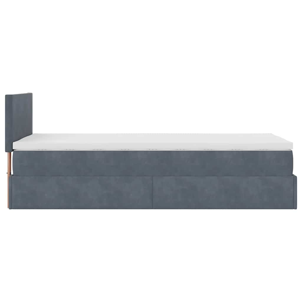 Ottoman bed met matras 100x200 cm fluweel donkergrijs is nu te koop bij PeponiXL, paradijselijk wonen!