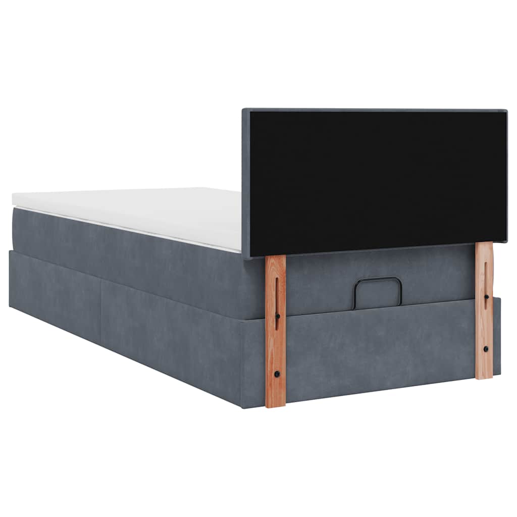 Ottoman bed met matras 100x200 cm fluweel donkergrijs is nu te koop bij PeponiXL, paradijselijk wonen!