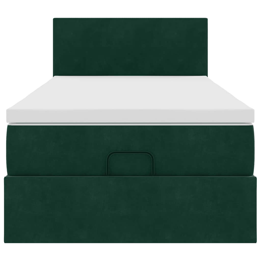 Ottoman bed met matras 100x200 cm fluweel donkergroen is nu te koop bij PeponiXL, paradijselijk wonen!
