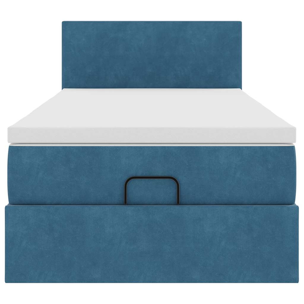 Ottoman bed met matras 100x200 cm fluweel donkerblauw is nu te koop bij PeponiXL, paradijselijk wonen!