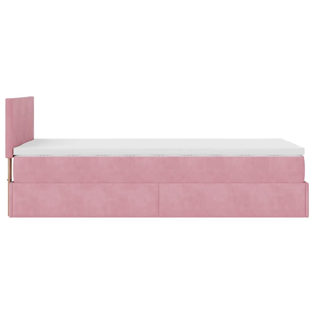 Ottoman bed met matras 100x200 cm fluweel roze is nu te koop bij PeponiXL, paradijselijk wonen!