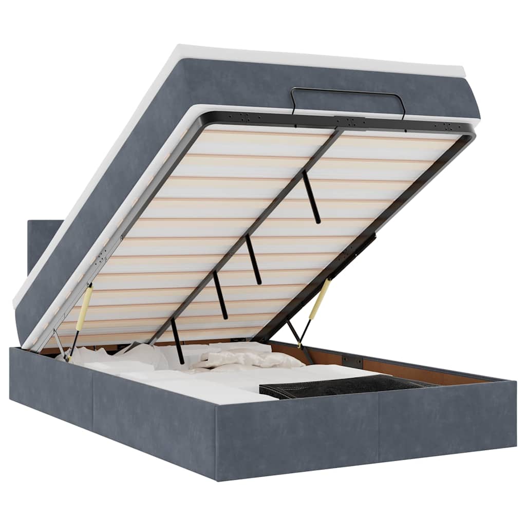 Bed poef met matras 120x190 cm fluweel donkergrijs is nu te koop bij PeponiXL, paradijselijk wonen!