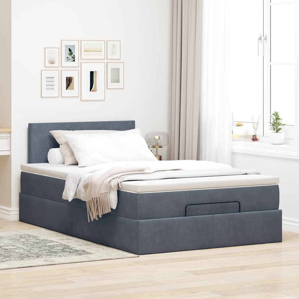 Bed poef met matras 120x190 cm fluweel donkergrijs is nu te koop bij PeponiXL, paradijselijk wonen!