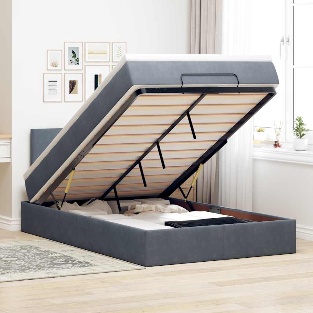 Bed poef met matras 120x190 cm fluweel donkergrijs is nu te koop bij PeponiXL, paradijselijk wonen!