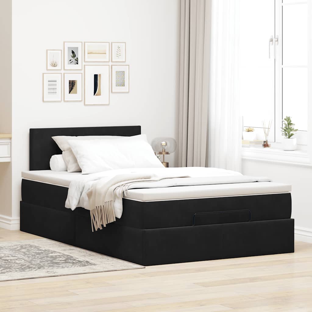 Bed poef met matras 120x190 cm fluweel zwart is nu te koop bij PeponiXL, paradijselijk wonen!