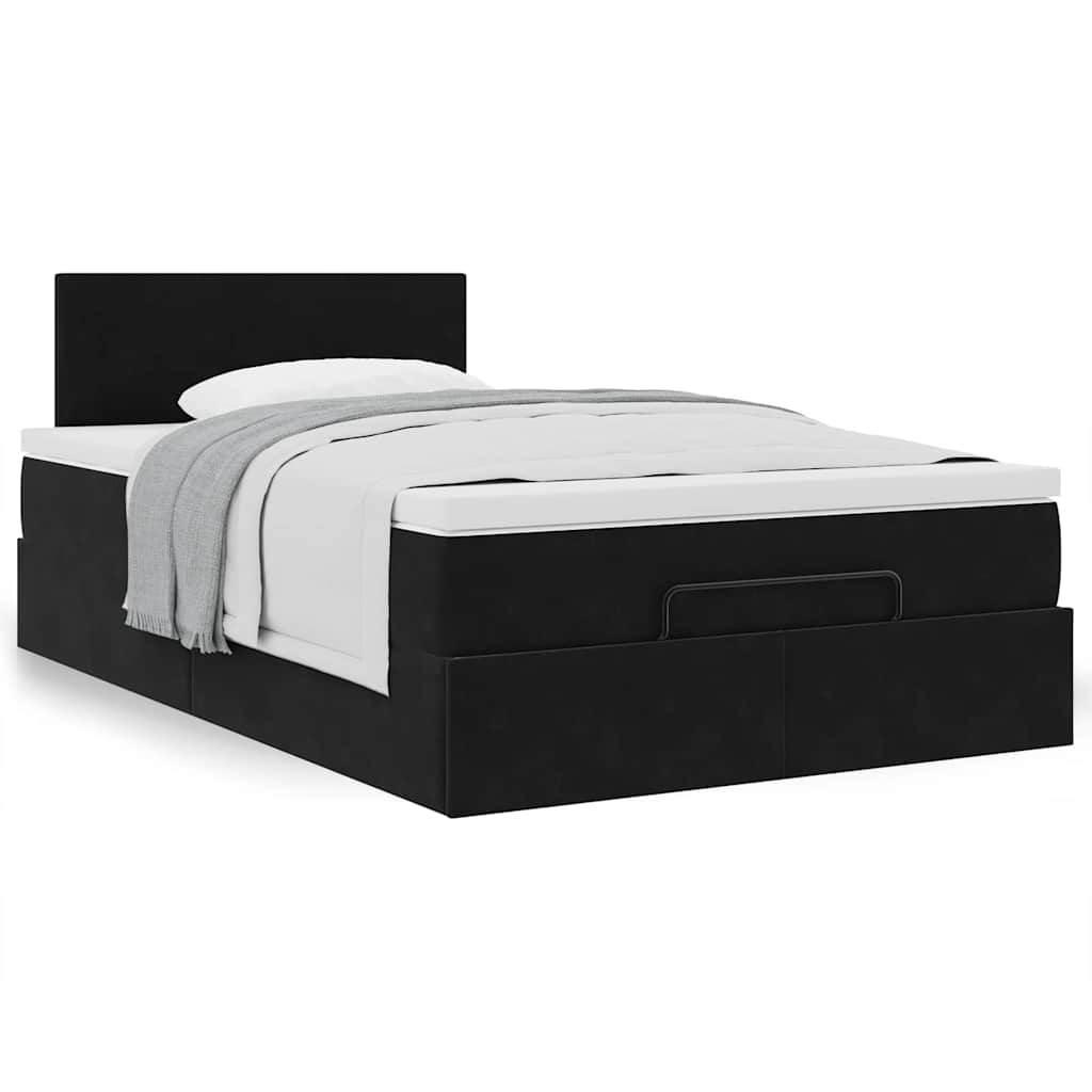 Bed poef met matras 120x190 cm fluweel zwart is nu te koop bij PeponiXL, paradijselijk wonen!