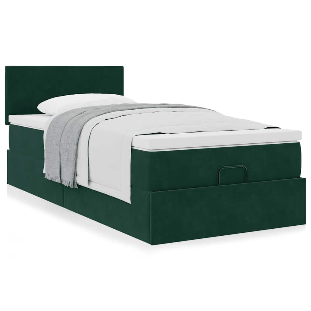 Bed poef met matras 120x190 cm fluweel donkergroen is nu te koop bij PeponiXL, paradijselijk wonen!