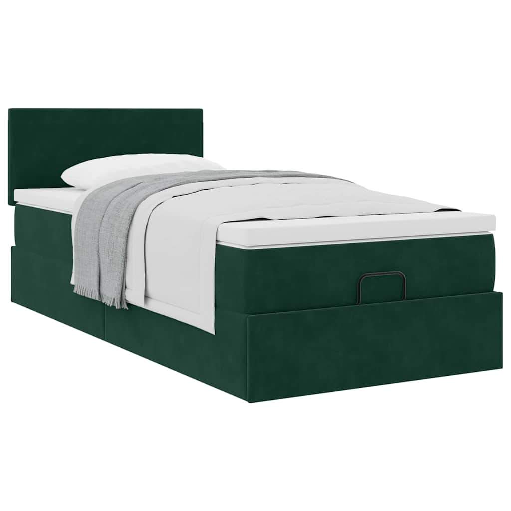 Bed poef met matras 120x190 cm fluweel donkergroen is nu te koop bij PeponiXL, paradijselijk wonen!