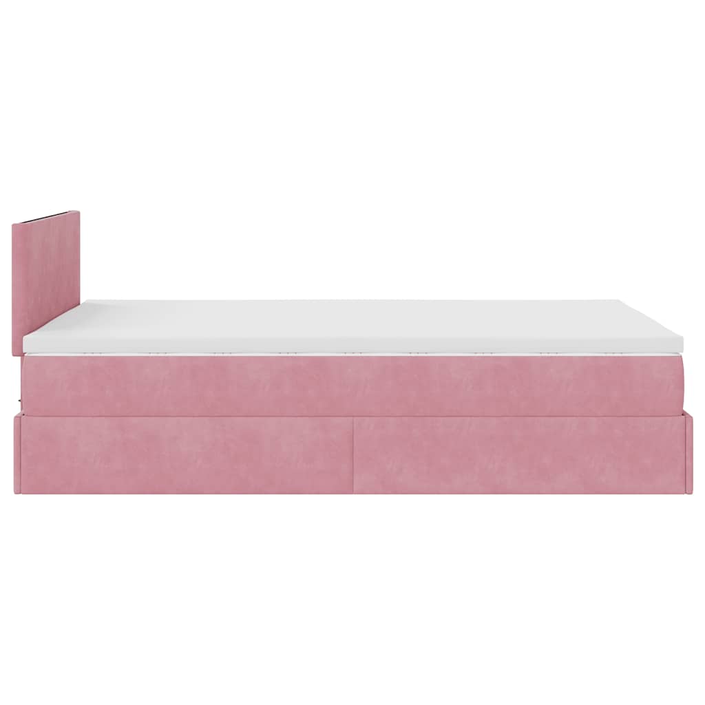 Bed poef met matras 120x190 cm fluweel roze is nu te koop bij PeponiXL, paradijselijk wonen!
