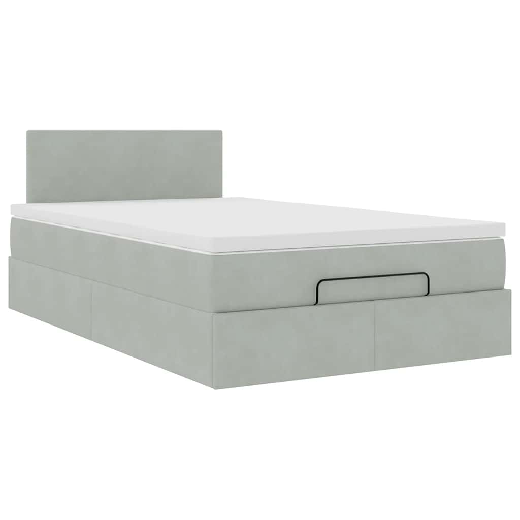 Ottoman bed met matras 120x200 cm fluweel lichtgrijs is nu te koop bij PeponiXL, paradijselijk wonen!