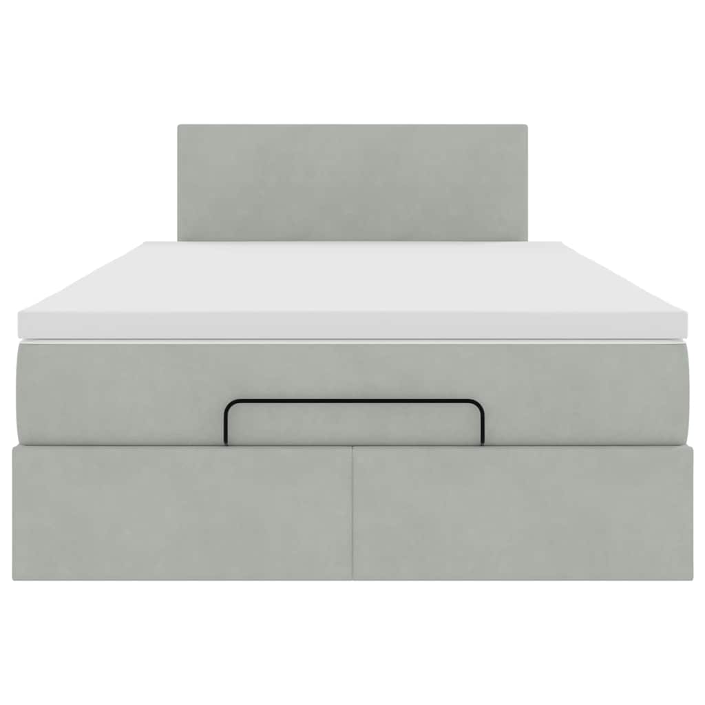 Ottoman bed met matras 120x200 cm fluweel lichtgrijs is nu te koop bij PeponiXL, paradijselijk wonen!