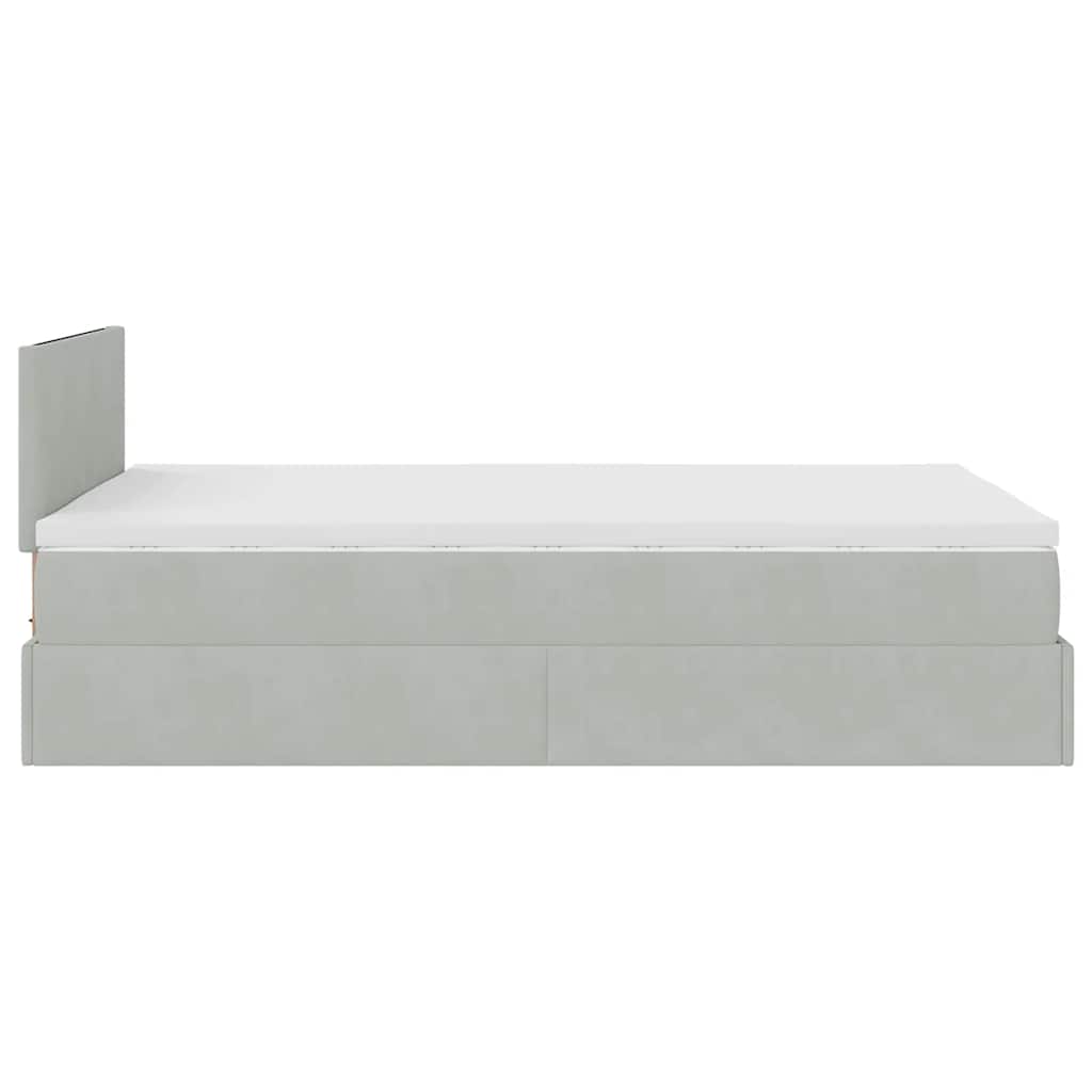 Ottoman bed met matras 120x200 cm fluweel lichtgrijs is nu te koop bij PeponiXL, paradijselijk wonen!