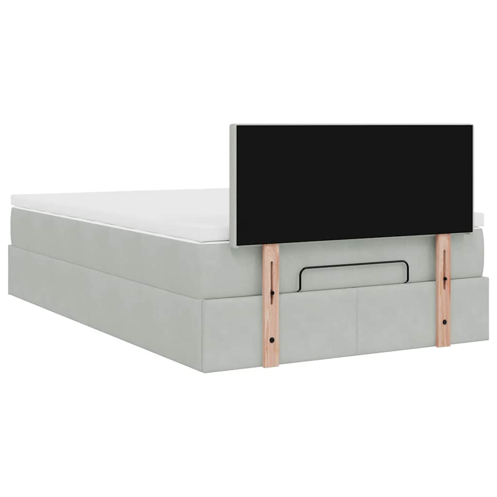 Ottoman bed met matras 120x200 cm fluweel lichtgrijs is nu te koop bij PeponiXL, paradijselijk wonen!