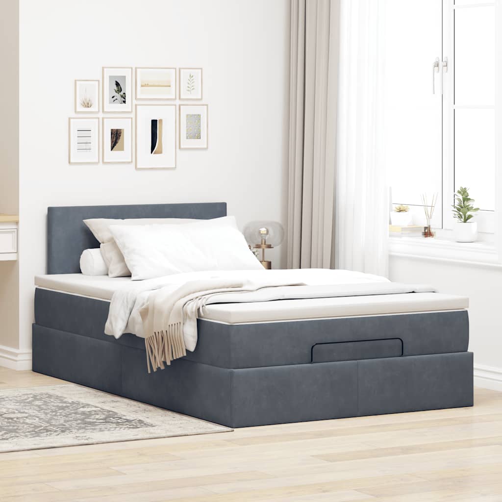 Ottoman bed met matras 120x200cm fluweel donkergrijs is nu te koop bij PeponiXL, paradijselijk wonen!