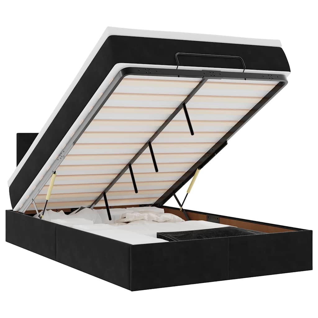 Ottoman bed met matras 120x200cm fluweel zwart is nu te koop bij PeponiXL, paradijselijk wonen!