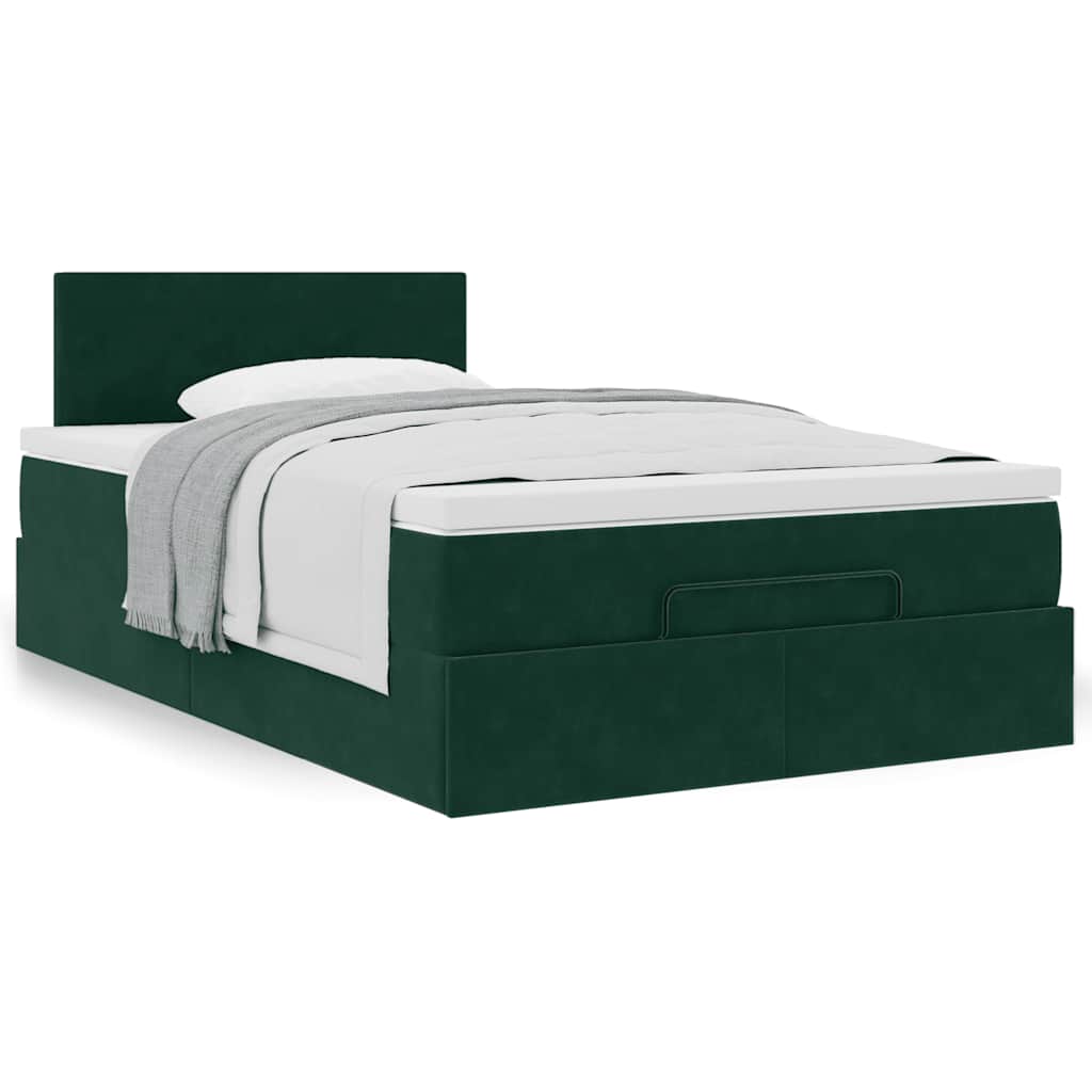 Ottoman bed met matras 120x200cm fluweel donkergroen is nu te koop bij PeponiXL, paradijselijk wonen!