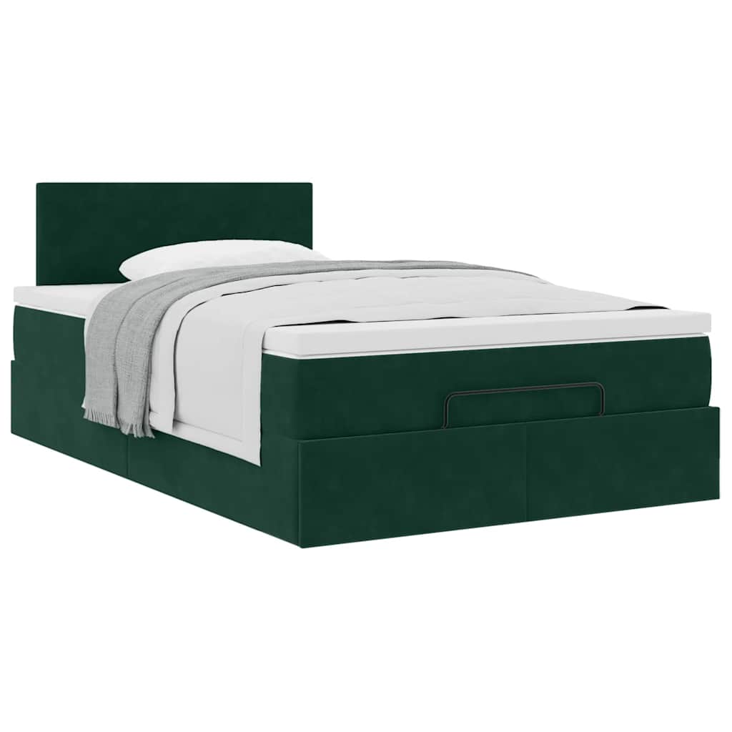 Ottoman bed met matras 120x200cm fluweel donkergroen is nu te koop bij PeponiXL, paradijselijk wonen!