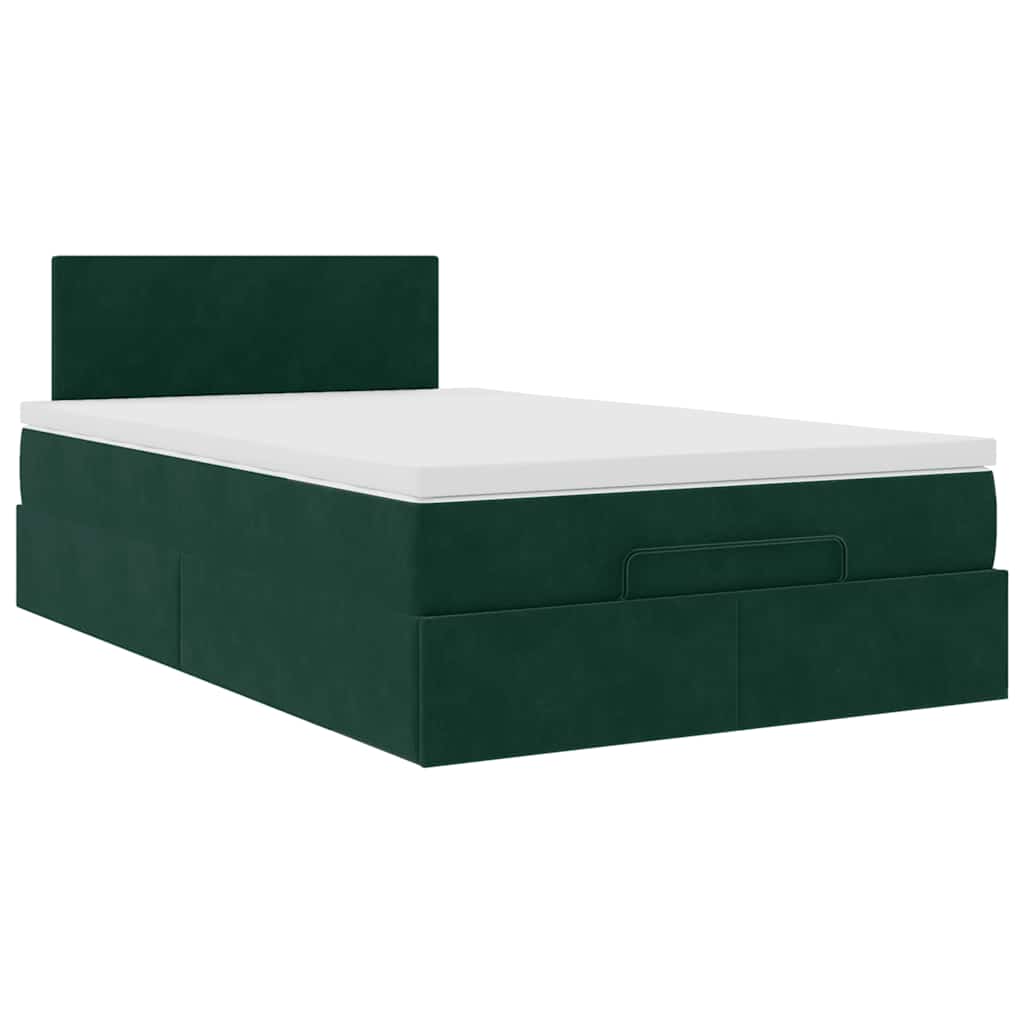 Ottoman bed met matras 120x200cm fluweel donkergroen is nu te koop bij PeponiXL, paradijselijk wonen!