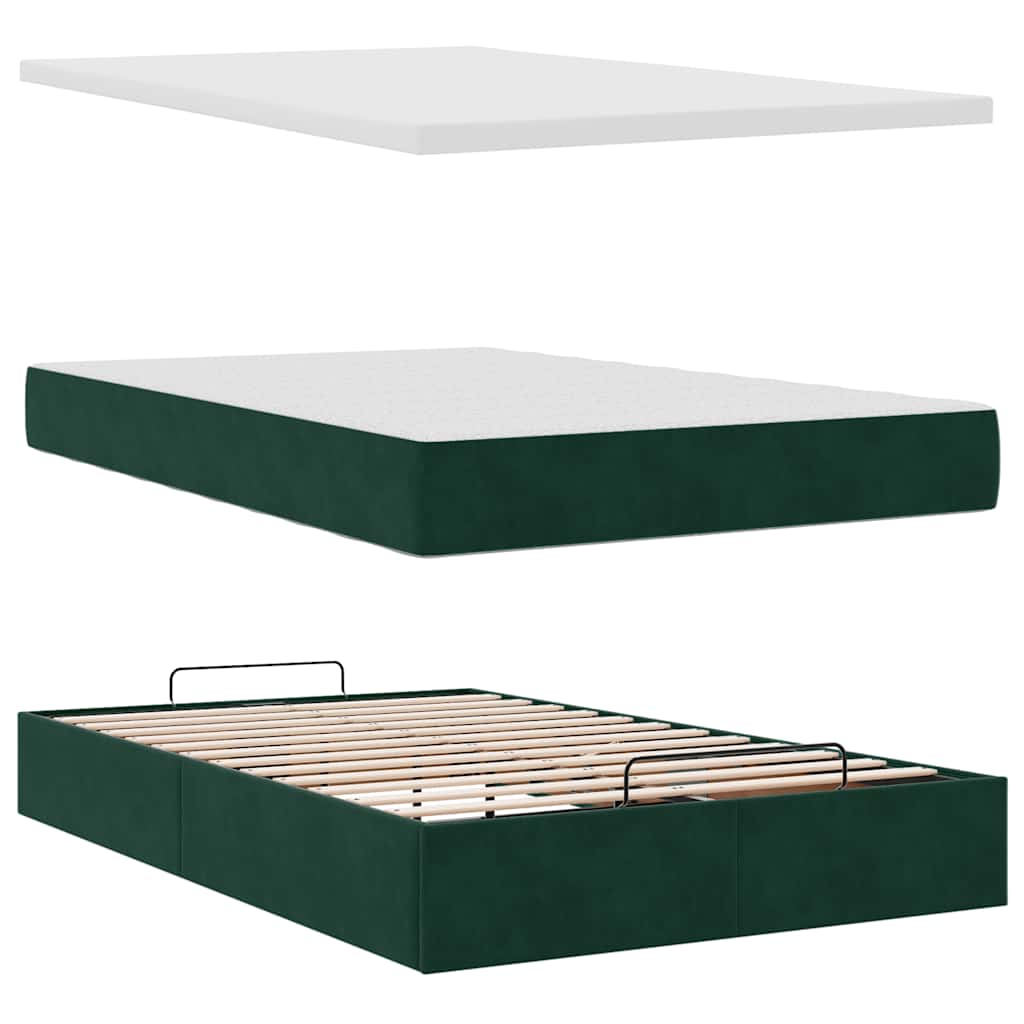 Ottoman bed met matras 120x200cm fluweel donkergroen is nu te koop bij PeponiXL, paradijselijk wonen!