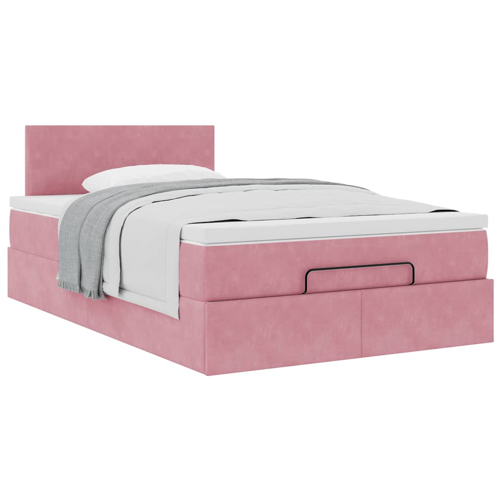 Ottoman bed met matras 120x200cm fluweel roze is nu te koop bij PeponiXL, paradijselijk wonen!