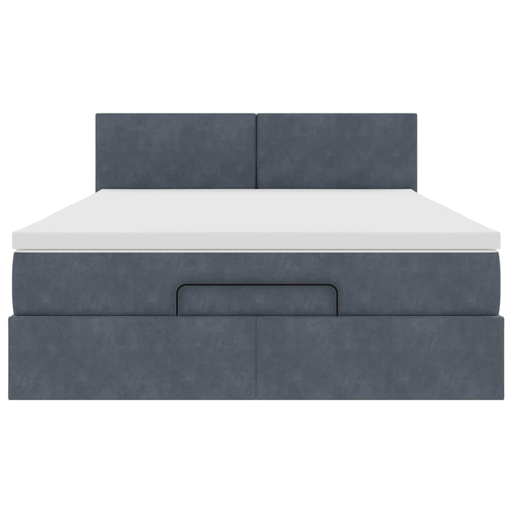 Ottoman bed met matras 140x190cm fluweel donkergrijs is nu te koop bij PeponiXL, paradijselijk wonen!