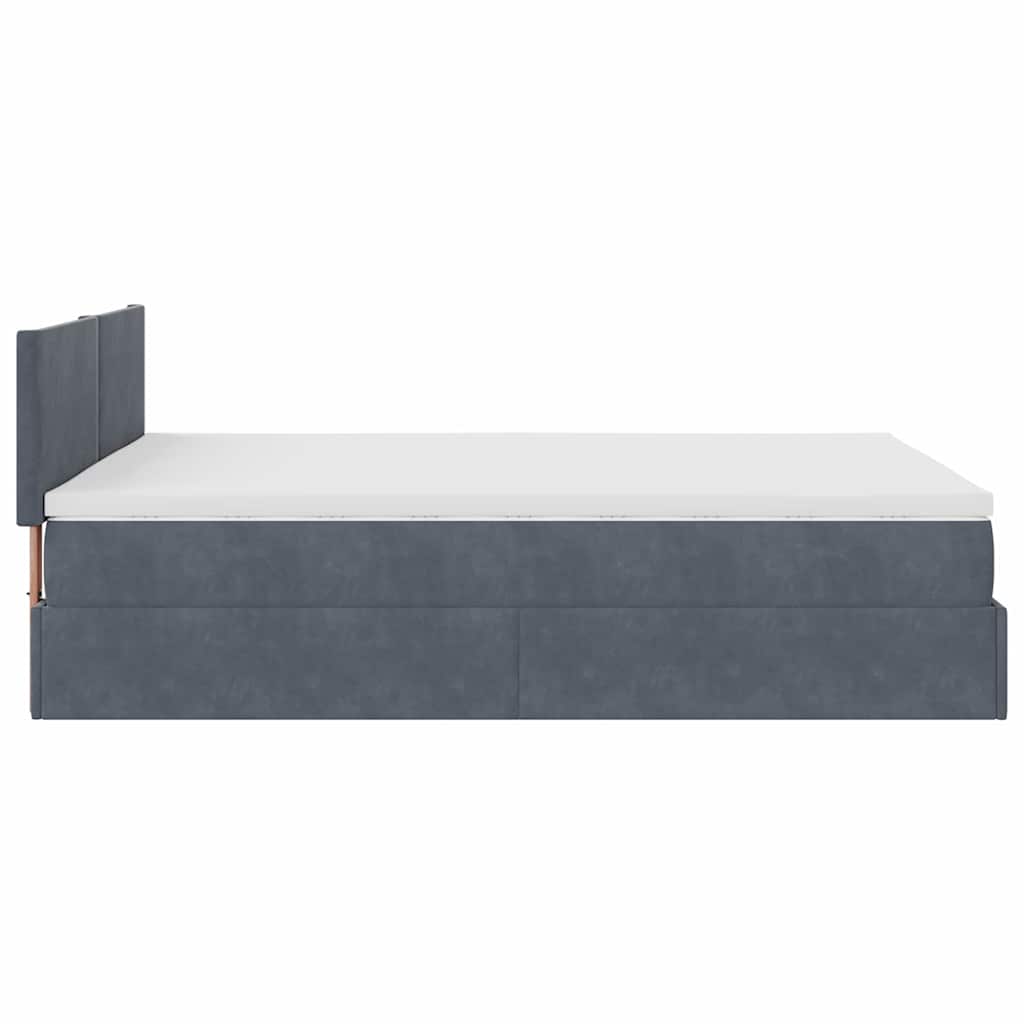 Ottoman bed met matras 140x190cm fluweel donkergrijs is nu te koop bij PeponiXL, paradijselijk wonen!