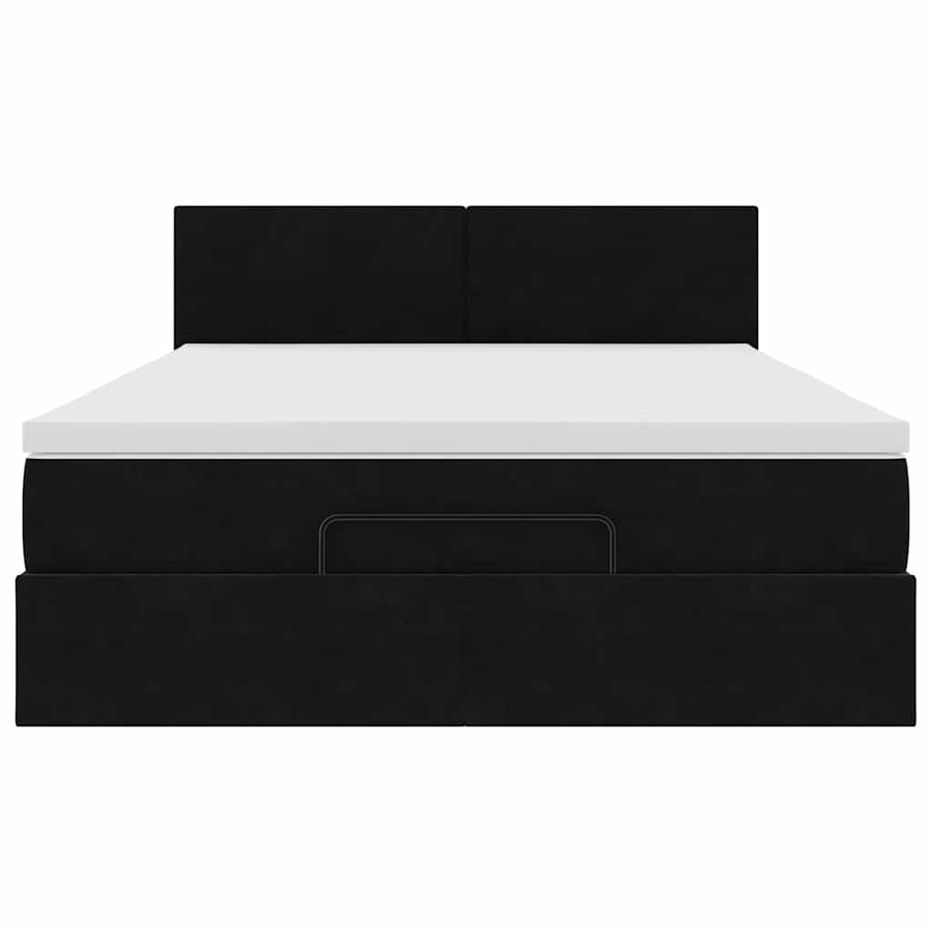 Ottoman bed met matras 140x190cm fluweel zwart is nu te koop bij PeponiXL, paradijselijk wonen!