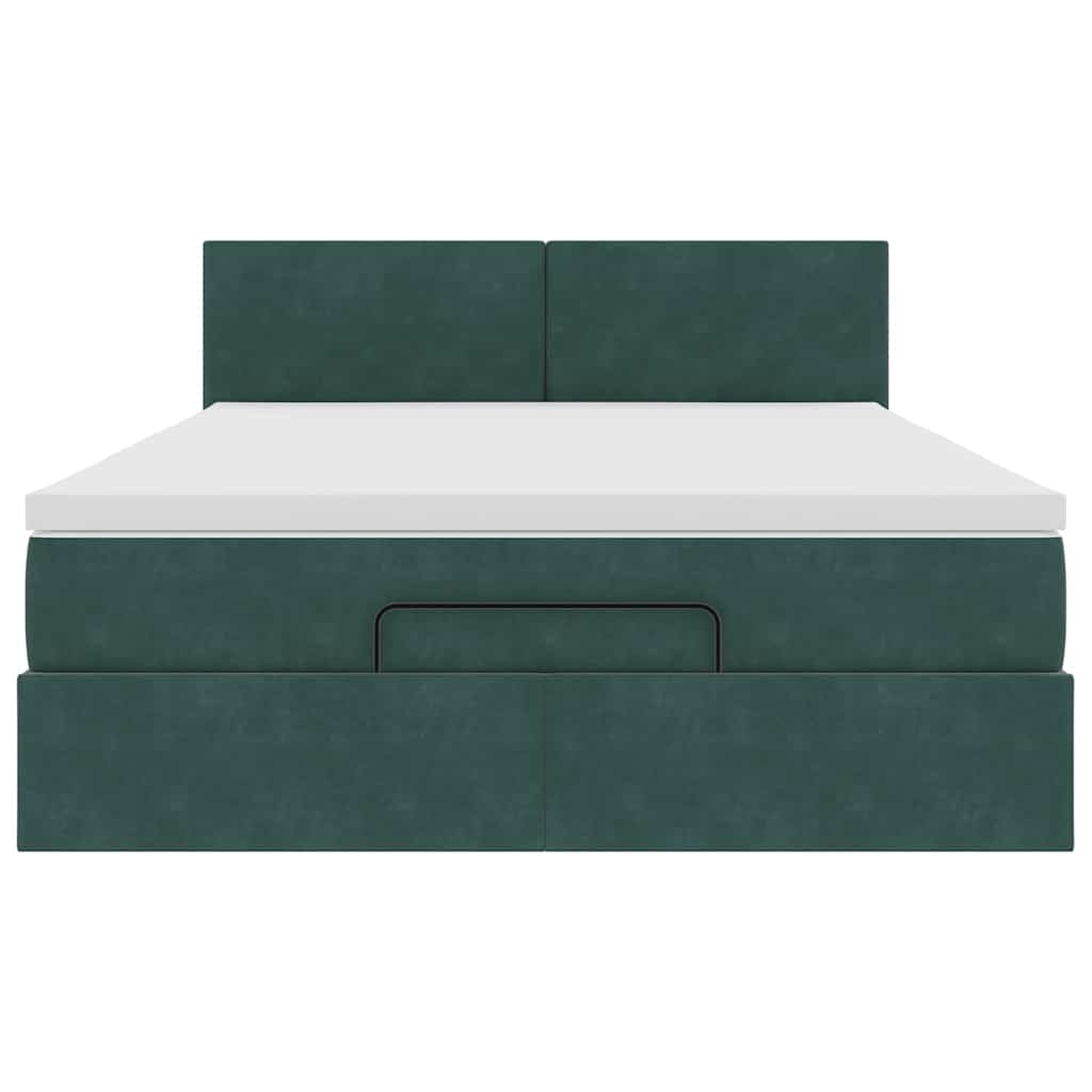Ottoman bed met matras 140x190cm fluweel donkergroen is nu te koop bij PeponiXL, paradijselijk wonen!