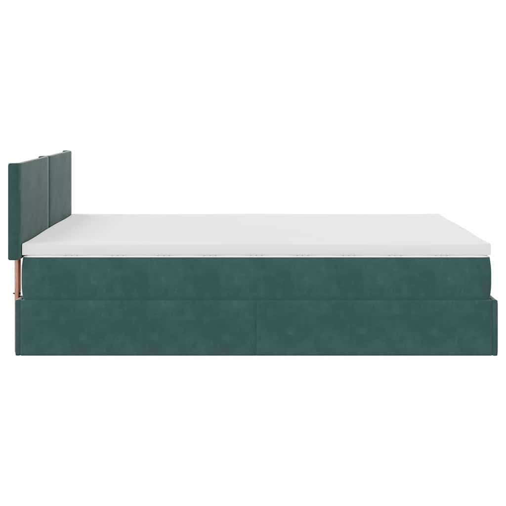 Ottoman bed met matras 140x190cm fluweel donkergroen is nu te koop bij PeponiXL, paradijselijk wonen!