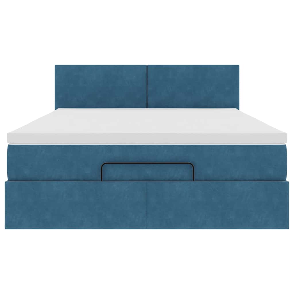 Ottoman bed met matras 140x190cm fluweel donkerblauw is nu te koop bij PeponiXL, paradijselijk wonen!