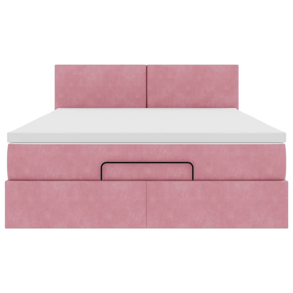 Ottoman bed met matras 140x190cm fluweel roze is nu te koop bij PeponiXL, paradijselijk wonen!